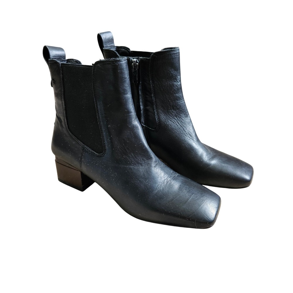 Franco Sarto Waxton Chelsea Boots Square Toe Black Leather Womens Size 6